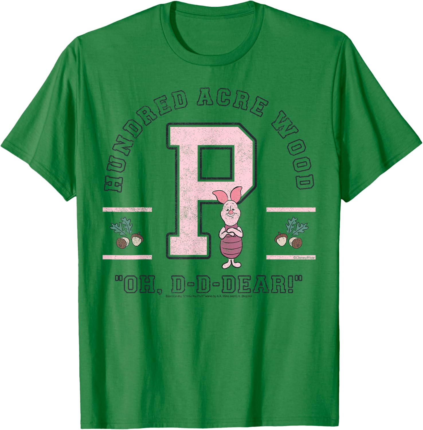 Disney Winnie The Pooh Piglet Hundred Acre Wood Oh D-D-Dear T-Shirt - T-Shirt | Irish Green