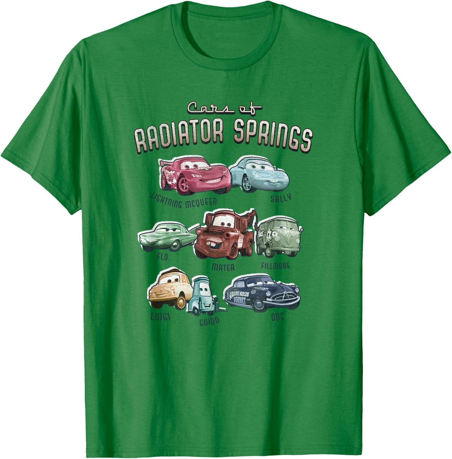 Disney Pixar Cars Cast of Radiator Springs Small T-Shirt - T-Shirt | Irish Green