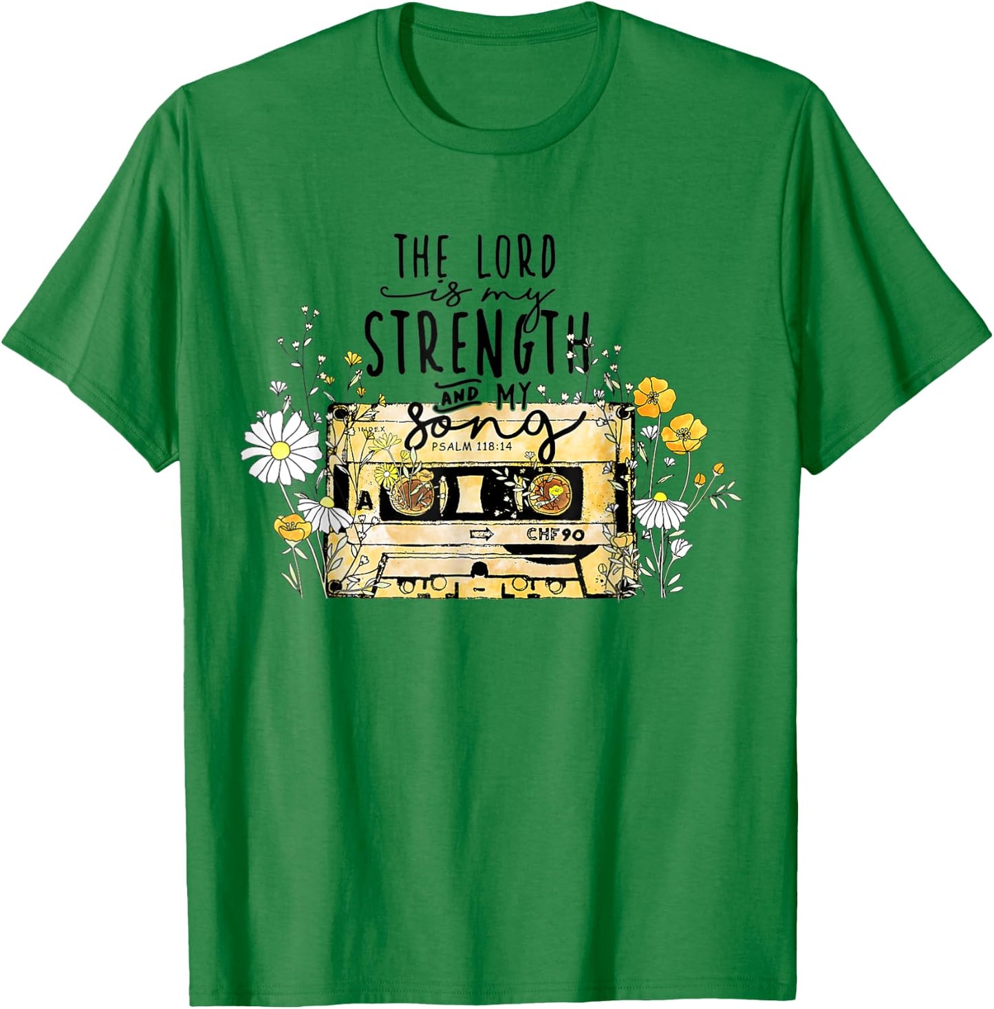 The Lord Is Strength Cassette Tape Christian Easter's Day T-Shirt - T-Shirt | Irish Green