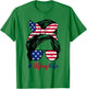 Mimi Life Messy Bun American US Flag Patriotic 4th Of July T-Shirt - T-Shirt | Irish Green