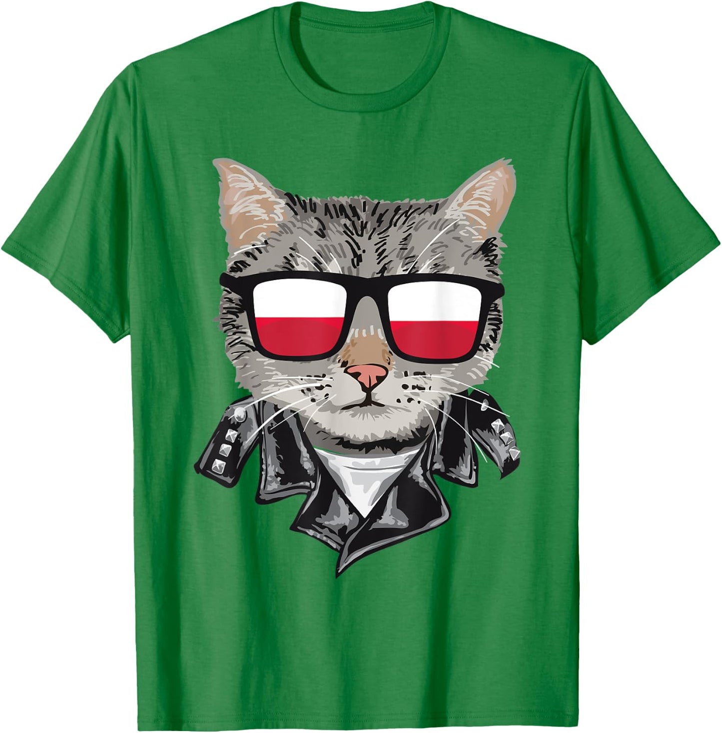 Cat Poland Flag Sunglasses - Cool Polish Cat T-Shirt - T-Shirt | Irish Green