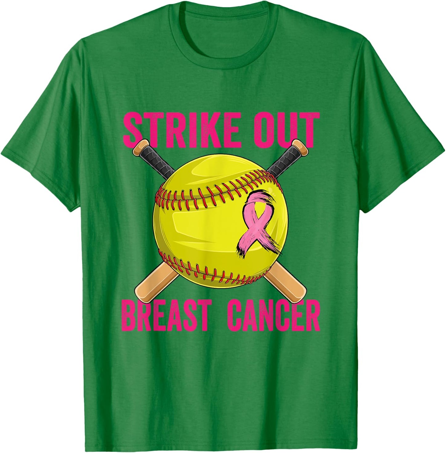 Strike Out Breast Cancer Awareness Softball Fighters T-Shirt - T-Shirt | Irish Green
