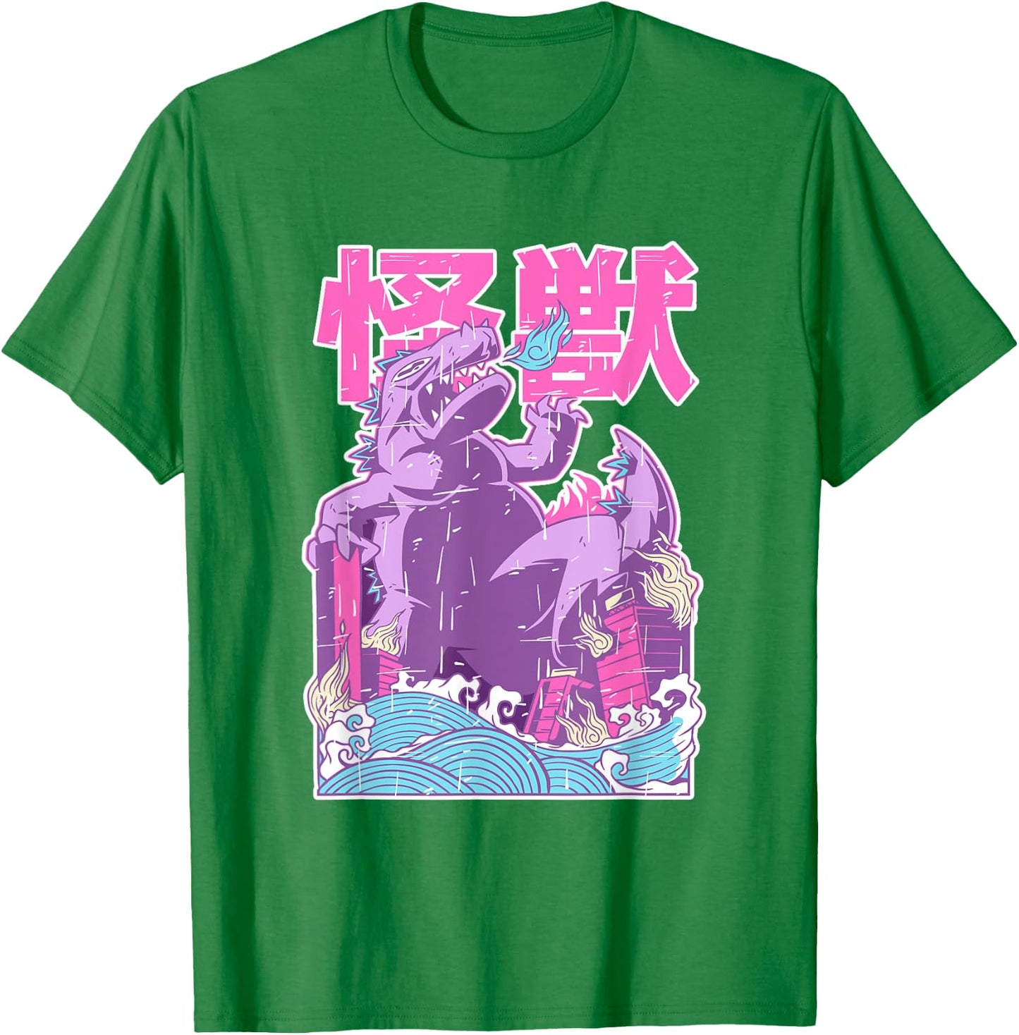 Kaiju Vintage Anime Japanese Monster City Attack Cute Pastel T-Shirt - T-Shirt | Irish Green