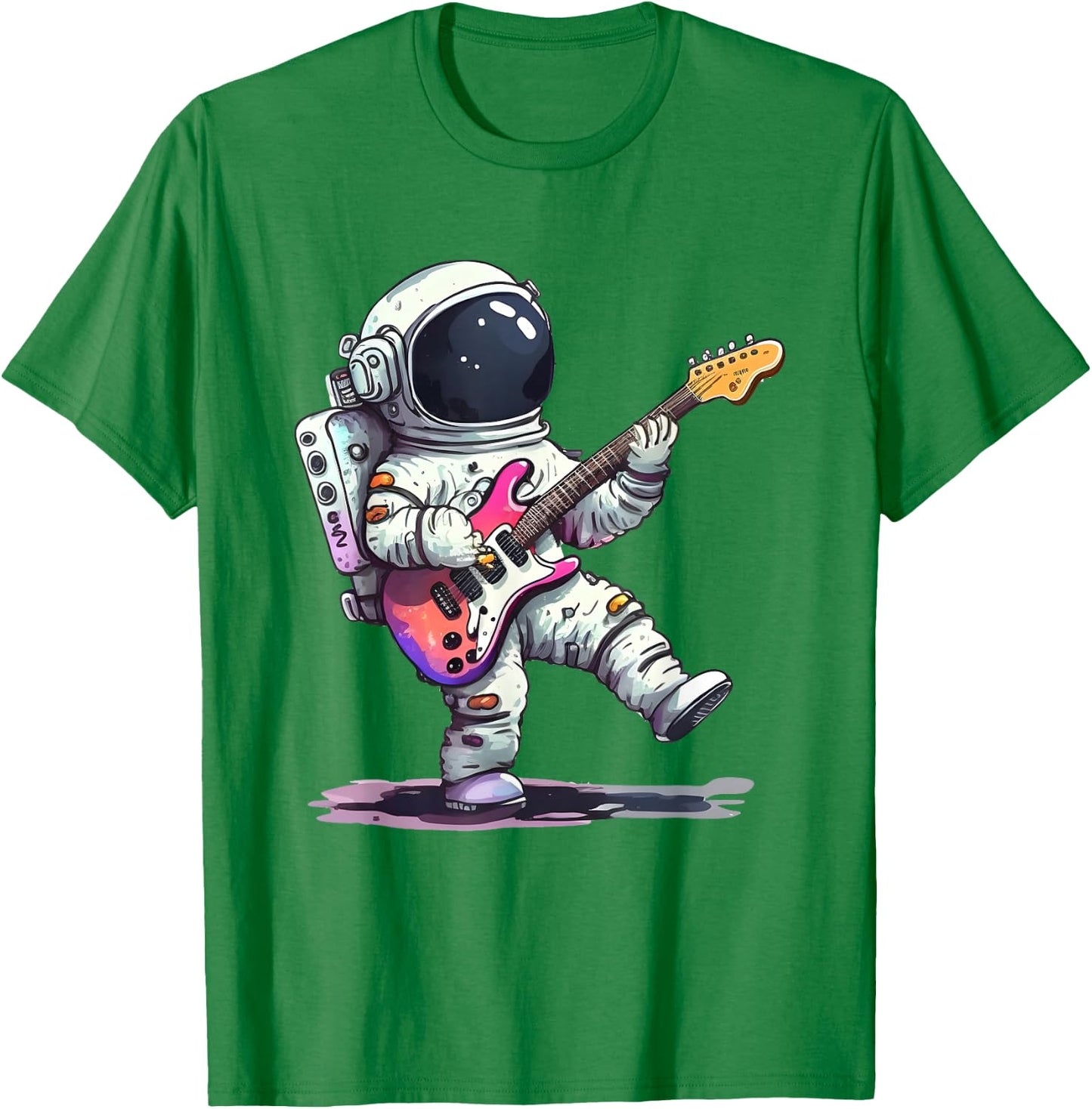 Cute Little Solar Sytsem Guitar Cosmonaut Galaxy Astronaut T-Shirt - T-Shirt | Irish Green