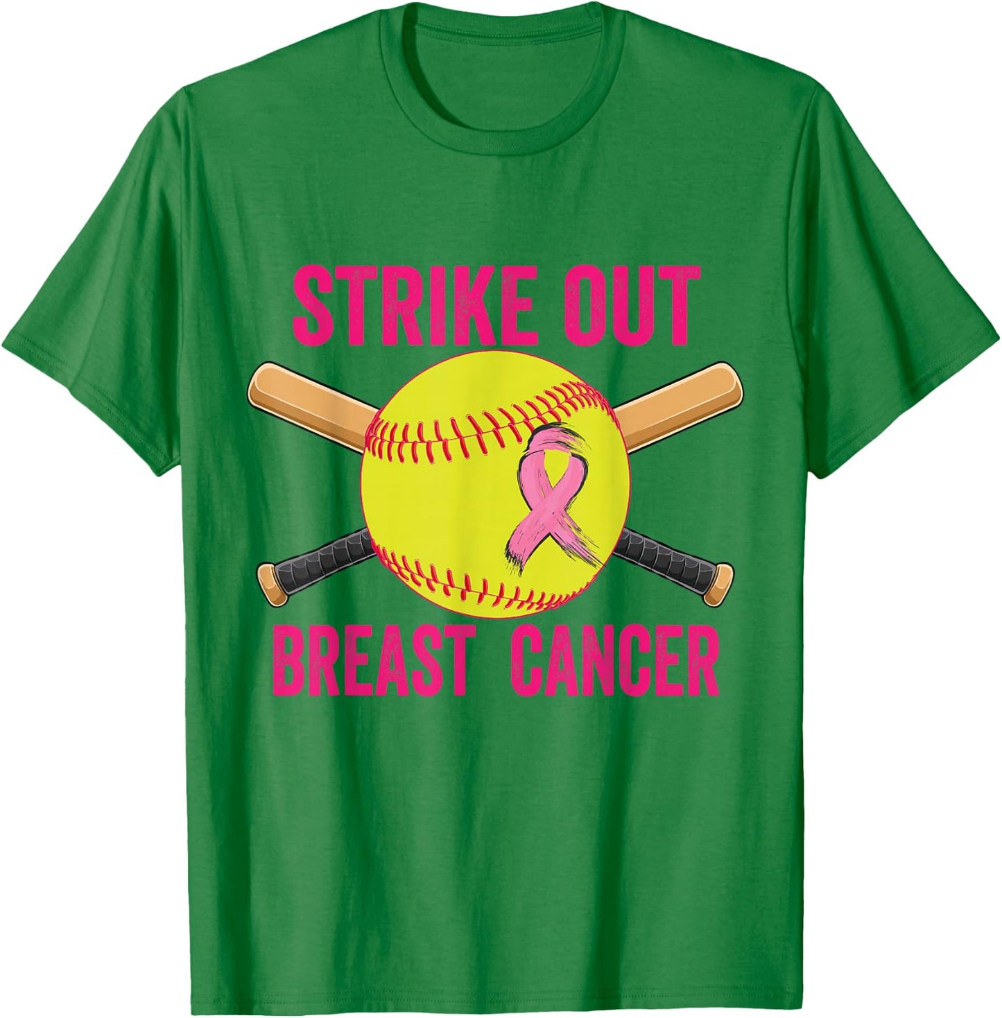 Strike Out Breast Cancer Awareness Softball Fighters T-Shirt - T-Shirt | Irish Green