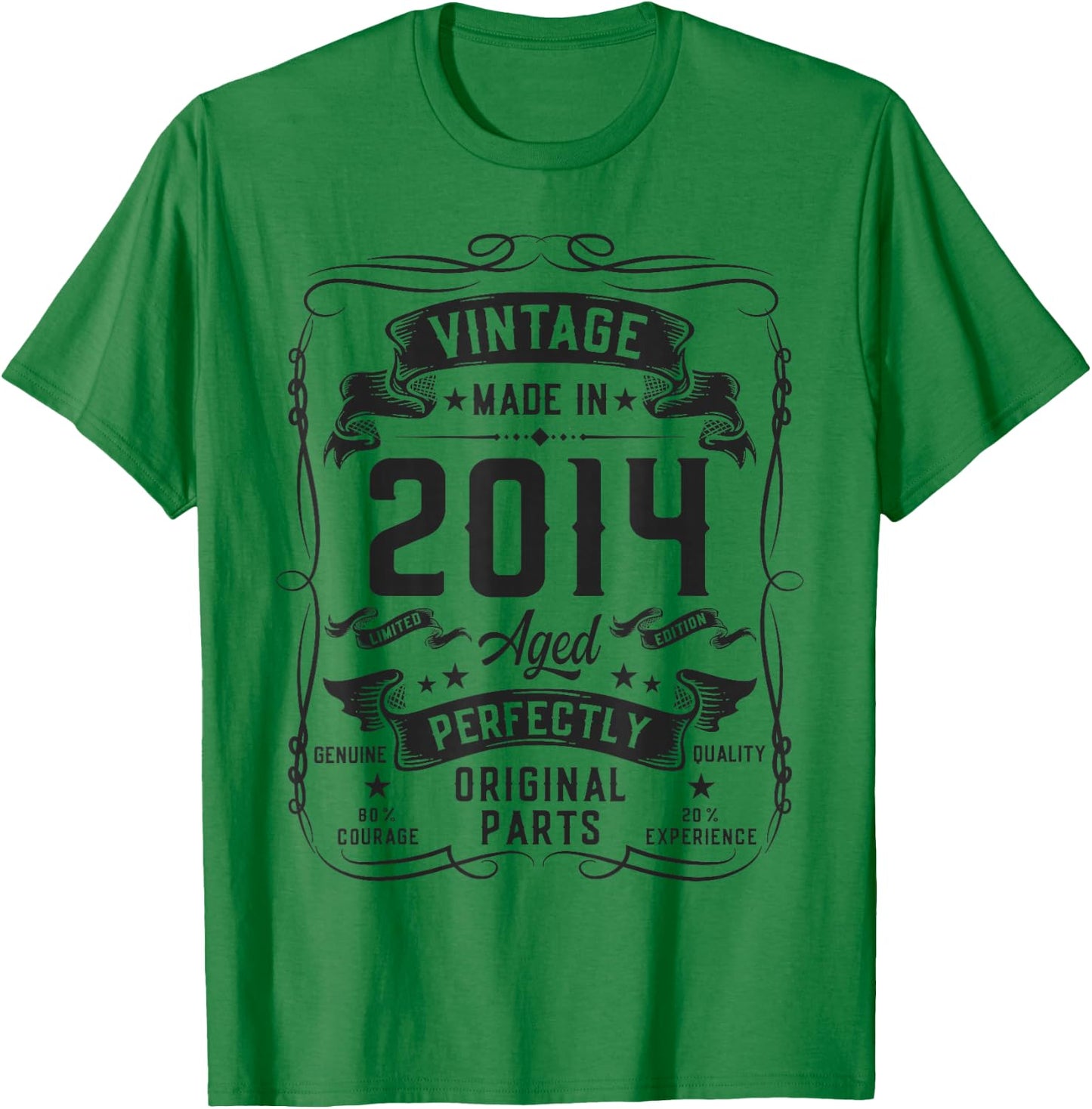 Vintage 2014 12yr 12th Birthday Gifts Boys Girls 12 Year Old T-Shirt - T-Shirt | Irish Green