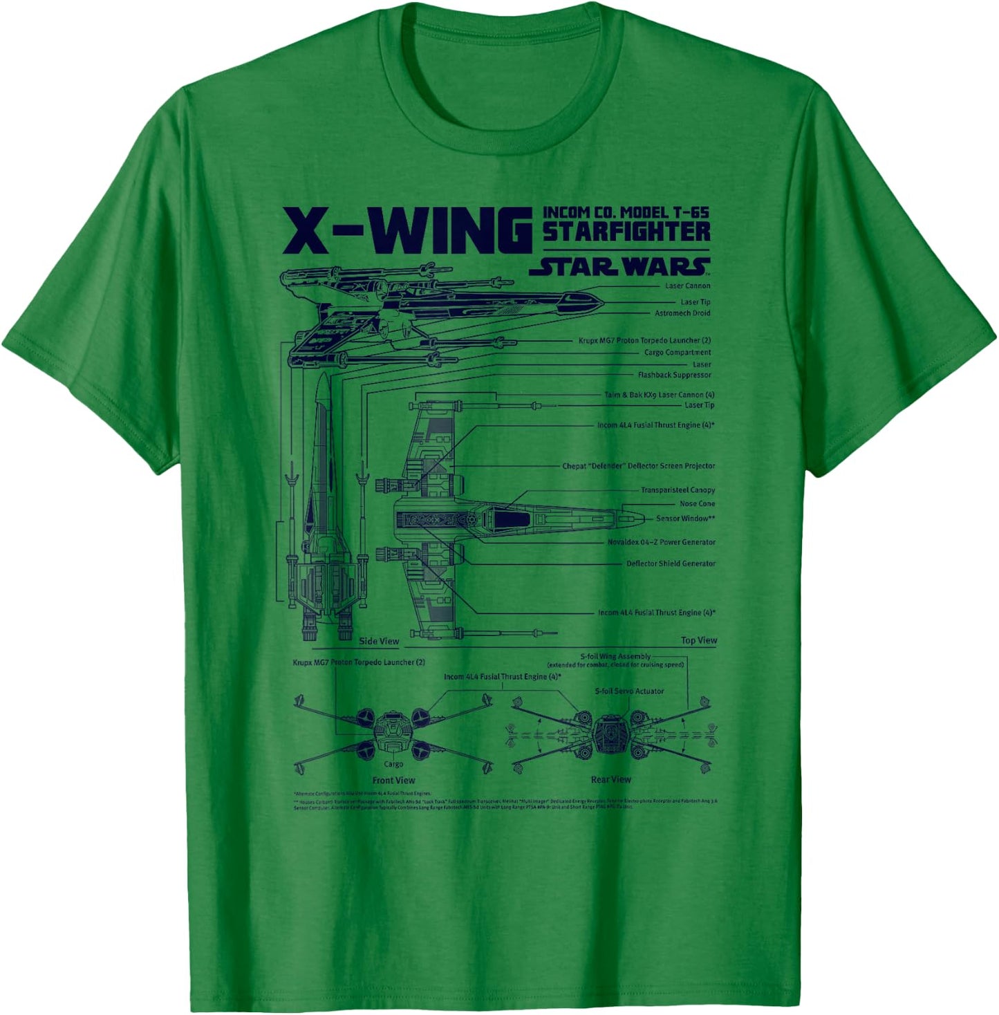 Star Wars X-Wing Schematic Specs Graphic T-Shirt - T-Shirt | Irish Green