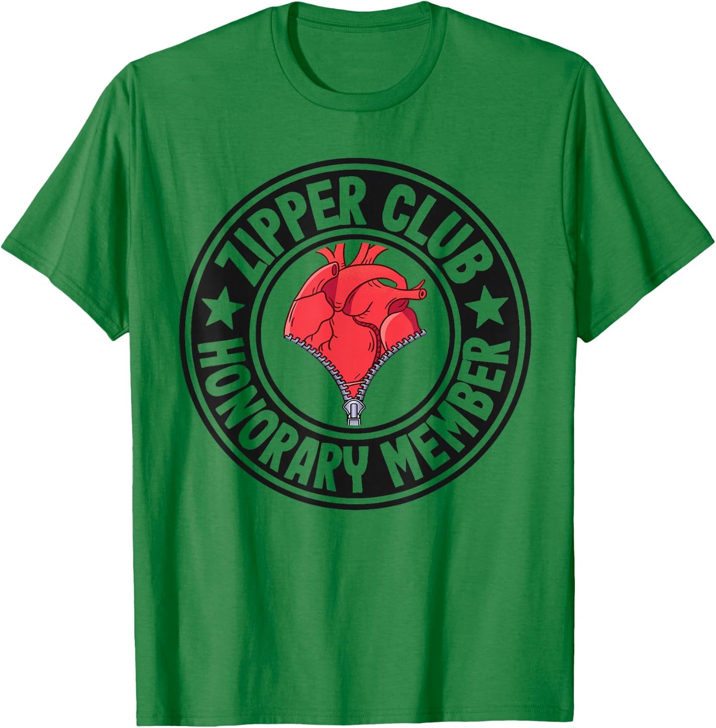 Zipper Club Honorary Member Bypass Open Heart Surgery T-Shirt - T-Shirt | Irish Green