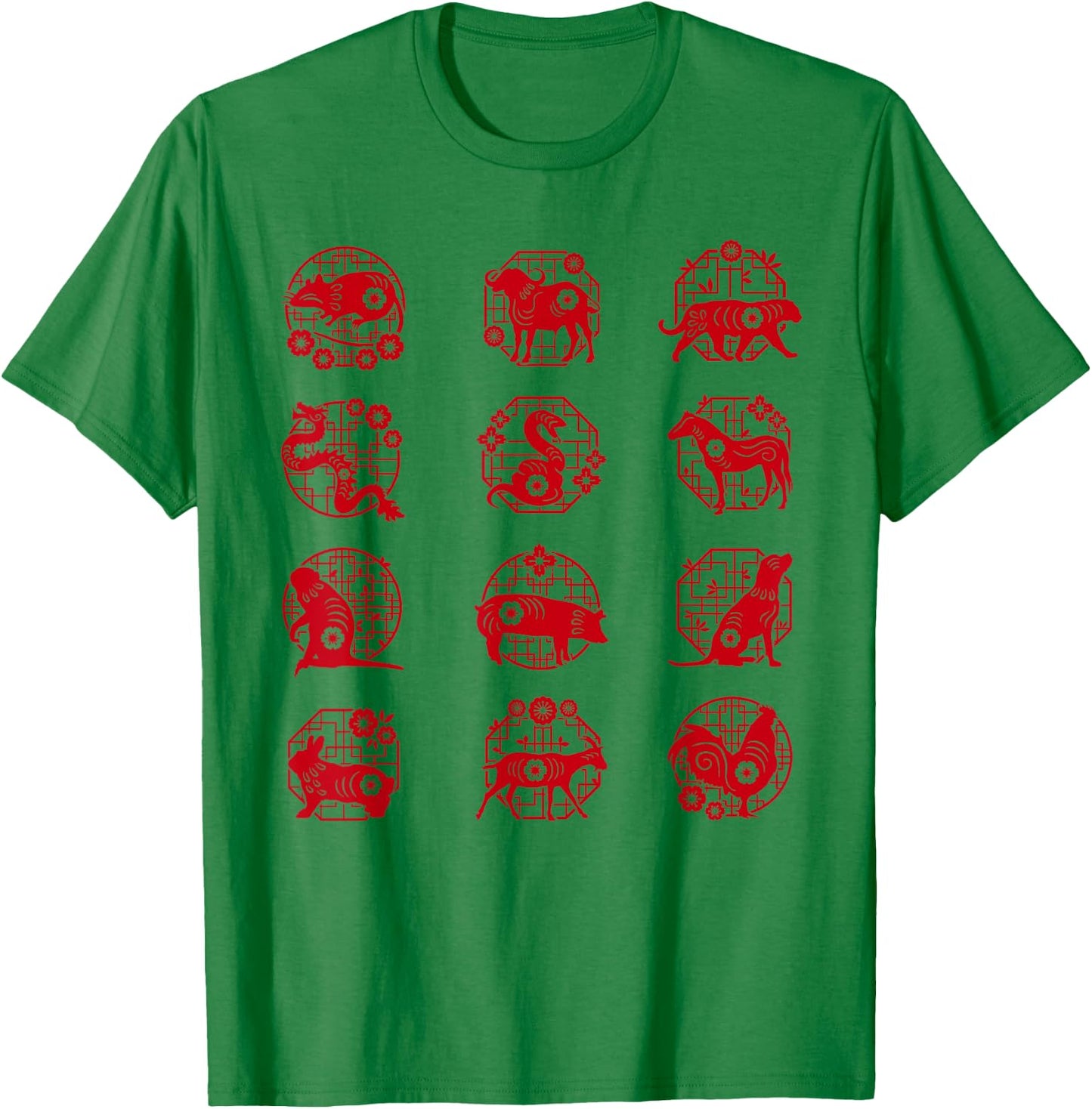 Chinese Zodiac Animal Signs Lunar Chinese New Year T-Shirt - T-Shirt | Irish Green