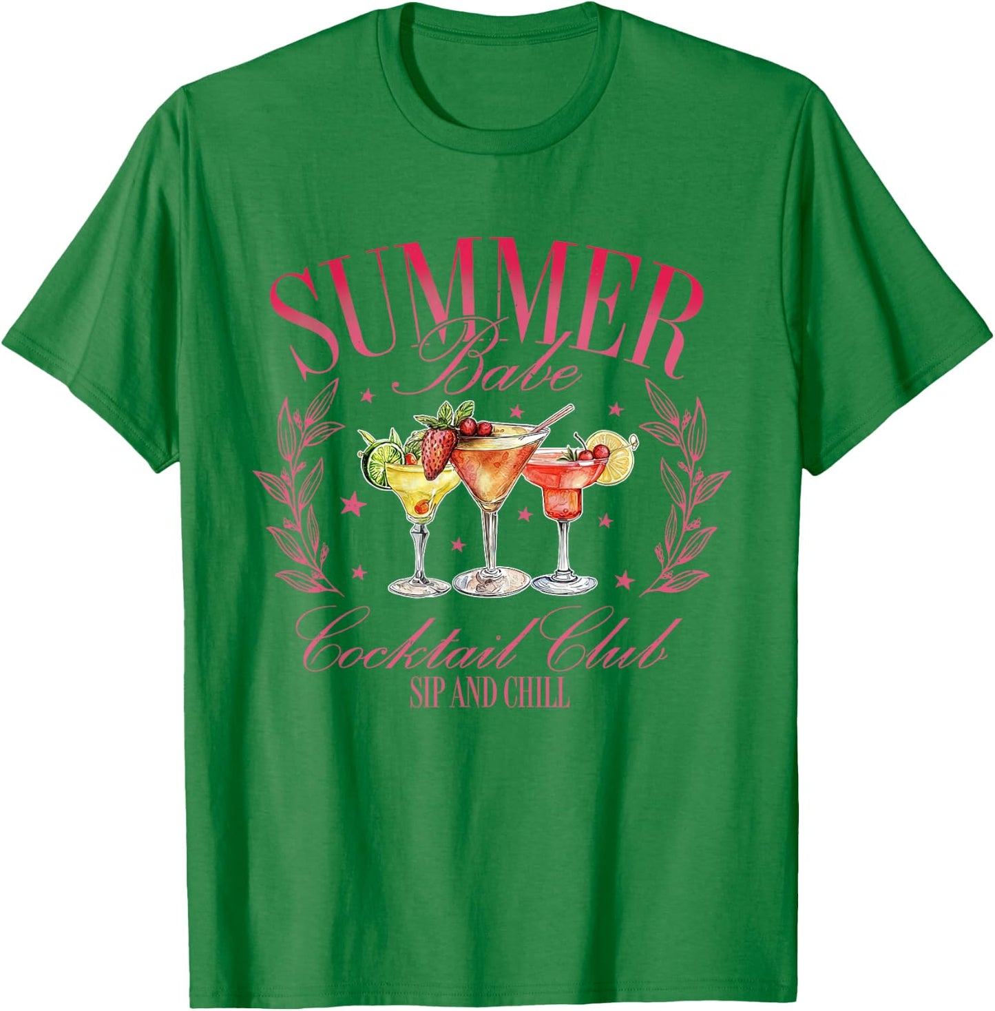 Vintage Retro Summer Babe Cocktail Club Drinking Lovers T-Shirt - T-Shirt | Irish Green