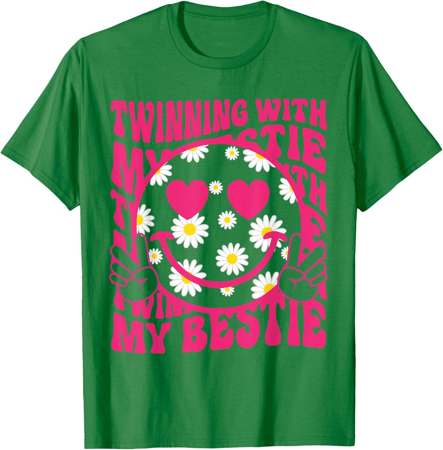 Twinning With My Bestie Spirit Week Twin Day Best Friend 70s T-Shirt - T-Shirt | Irish Green