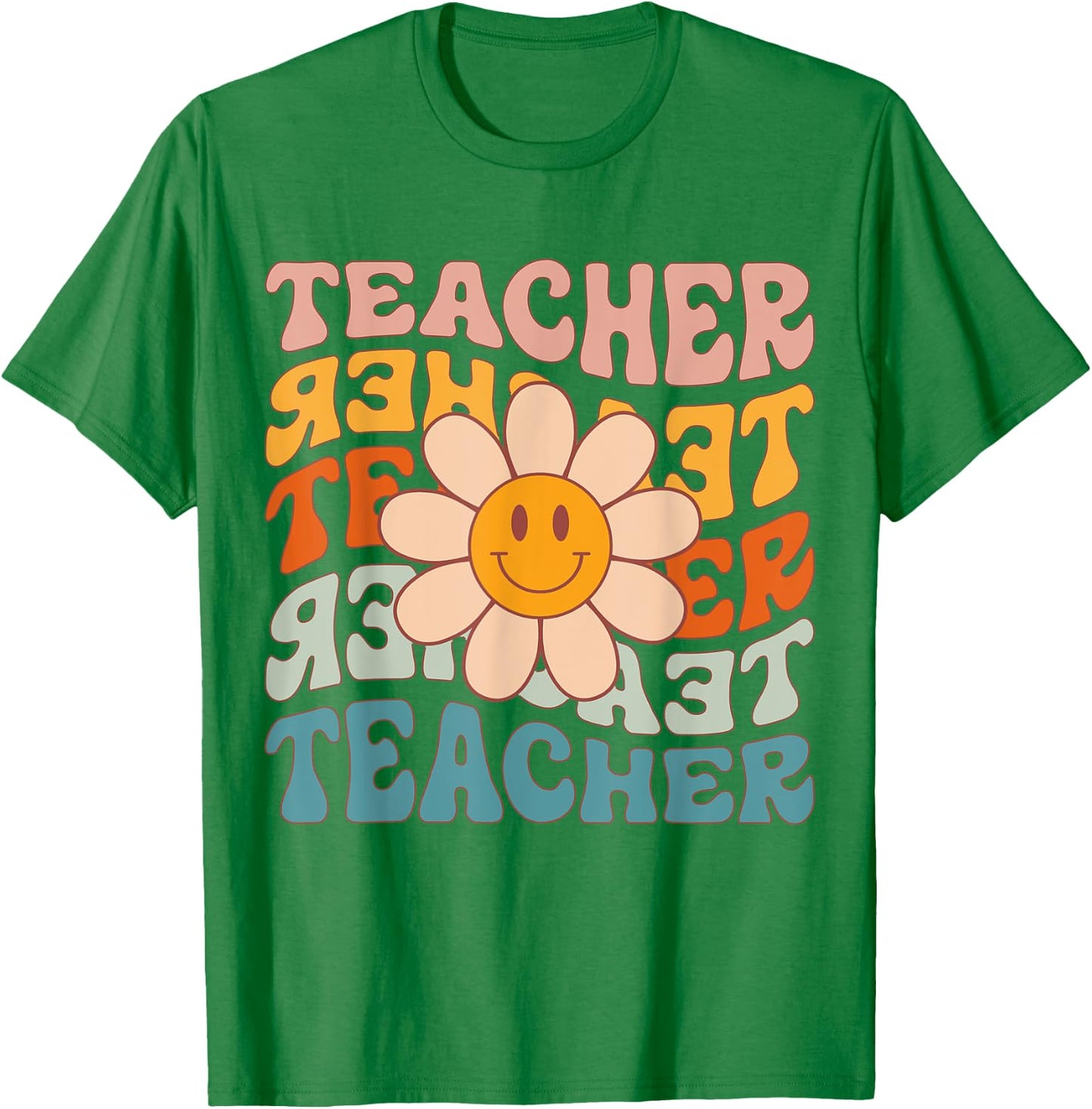 Retro Teacher Daisy Colorful - Elementary School Teacher T-Shirt - T-Shirt | Irish Green