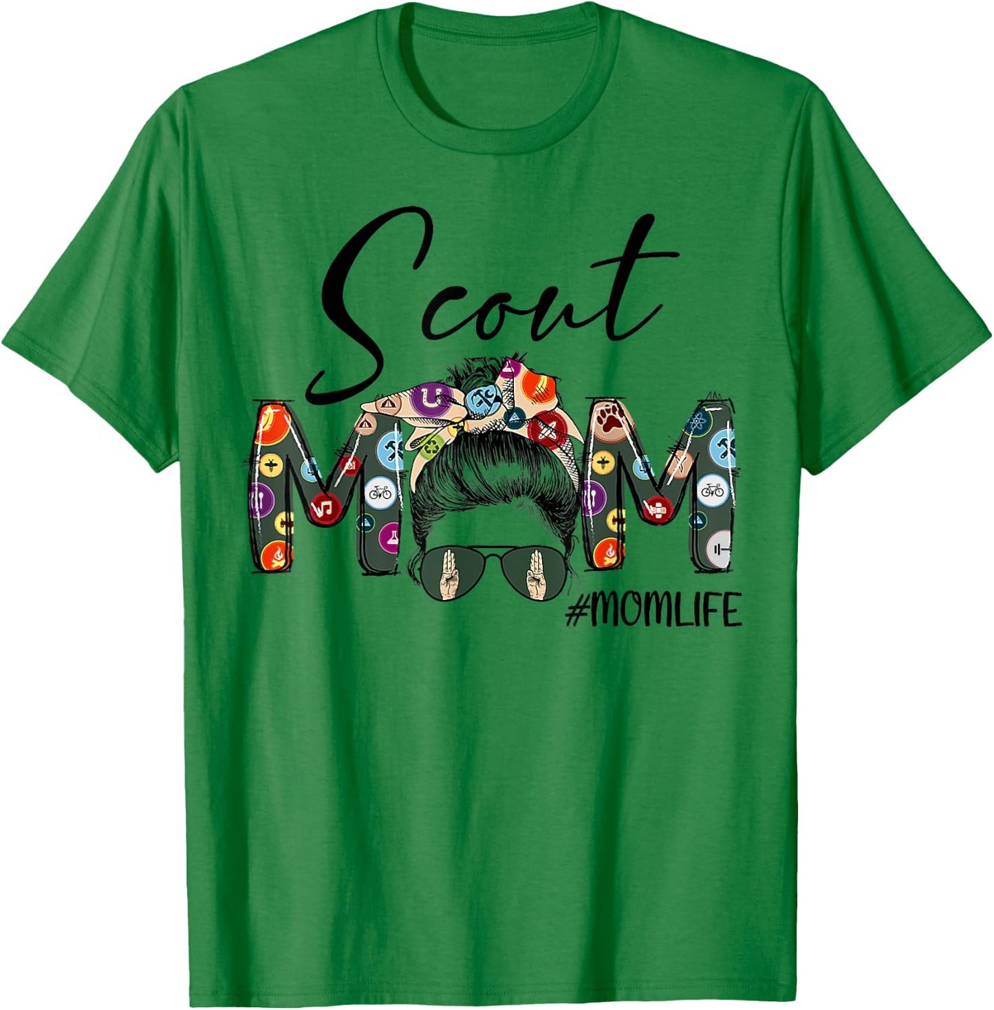 Scouting Scout Mom Life Messy Bun Hair Mother's Day T-Shirt - T-Shirt | Irish Green