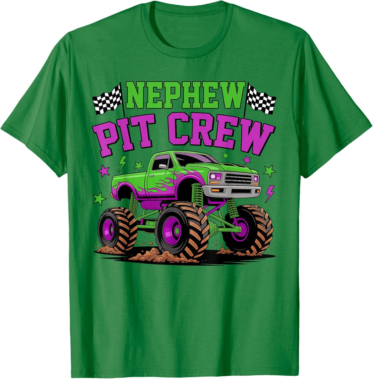 Nephew Pit Crew Monster Truck Birthday Matching Family T-Shirt - T-Shirt | Irish Green