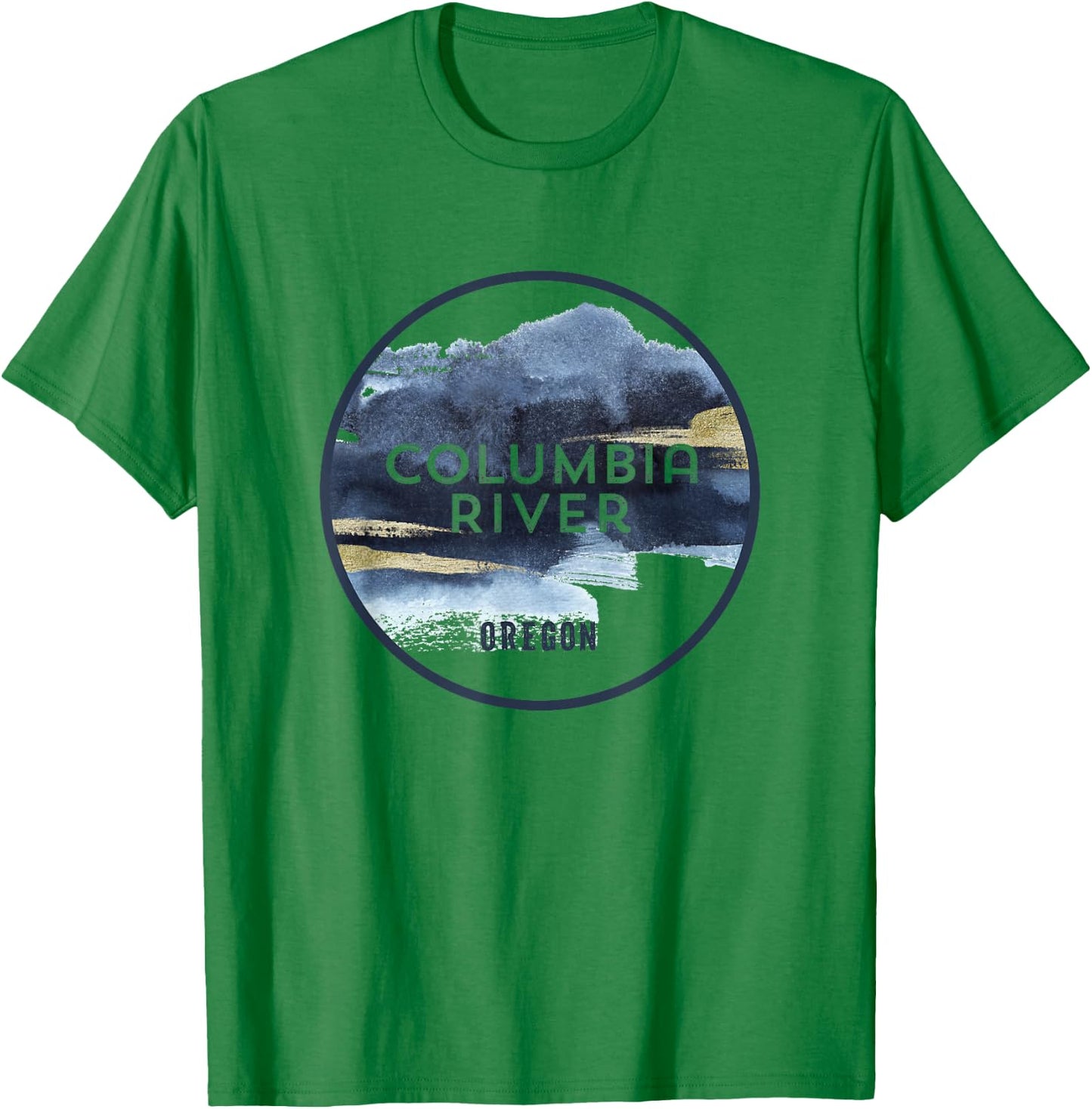 Columbia River Oregon Watercolour Souvenir T-Shirt - T-Shirt | Irish Green