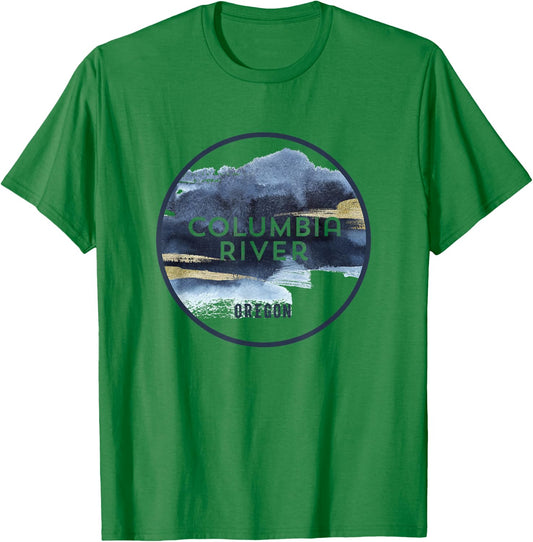 Columbia River Oregon Watercolour Souvenir T-Shirt - T-Shirt | Irish Green