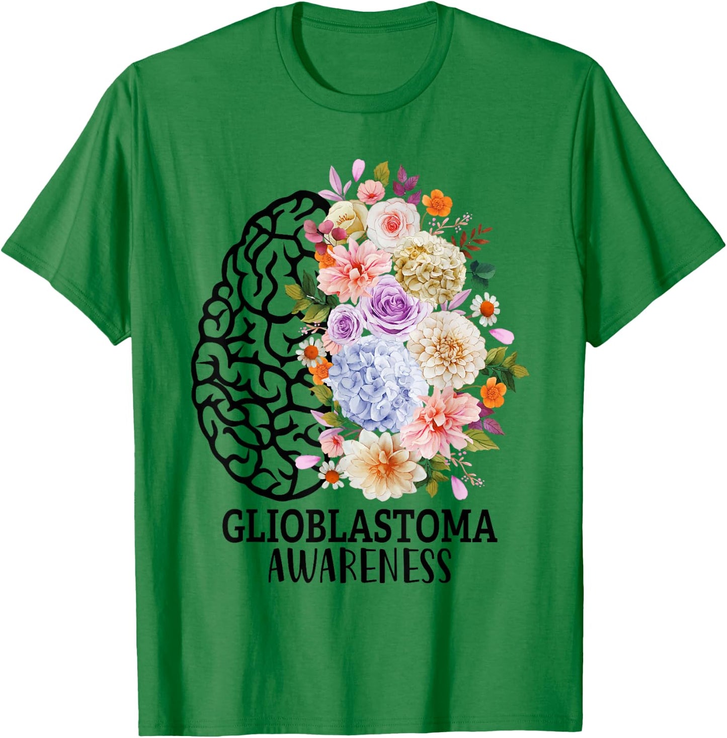 Floral Glioblastoma Awareness Month Brain Cancer T-Shirt - T-Shirt | Irish Green