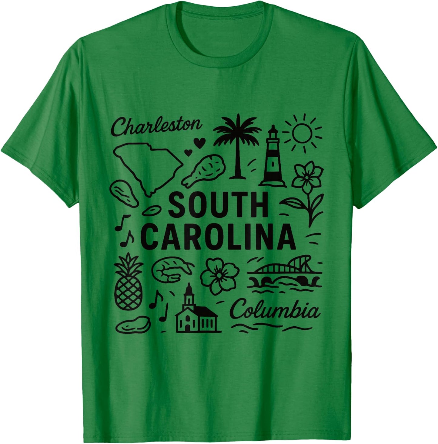 South Carolina USA State Symbols Vintage Souvenir Cute T-Shirt - T-Shirt | Irish Green