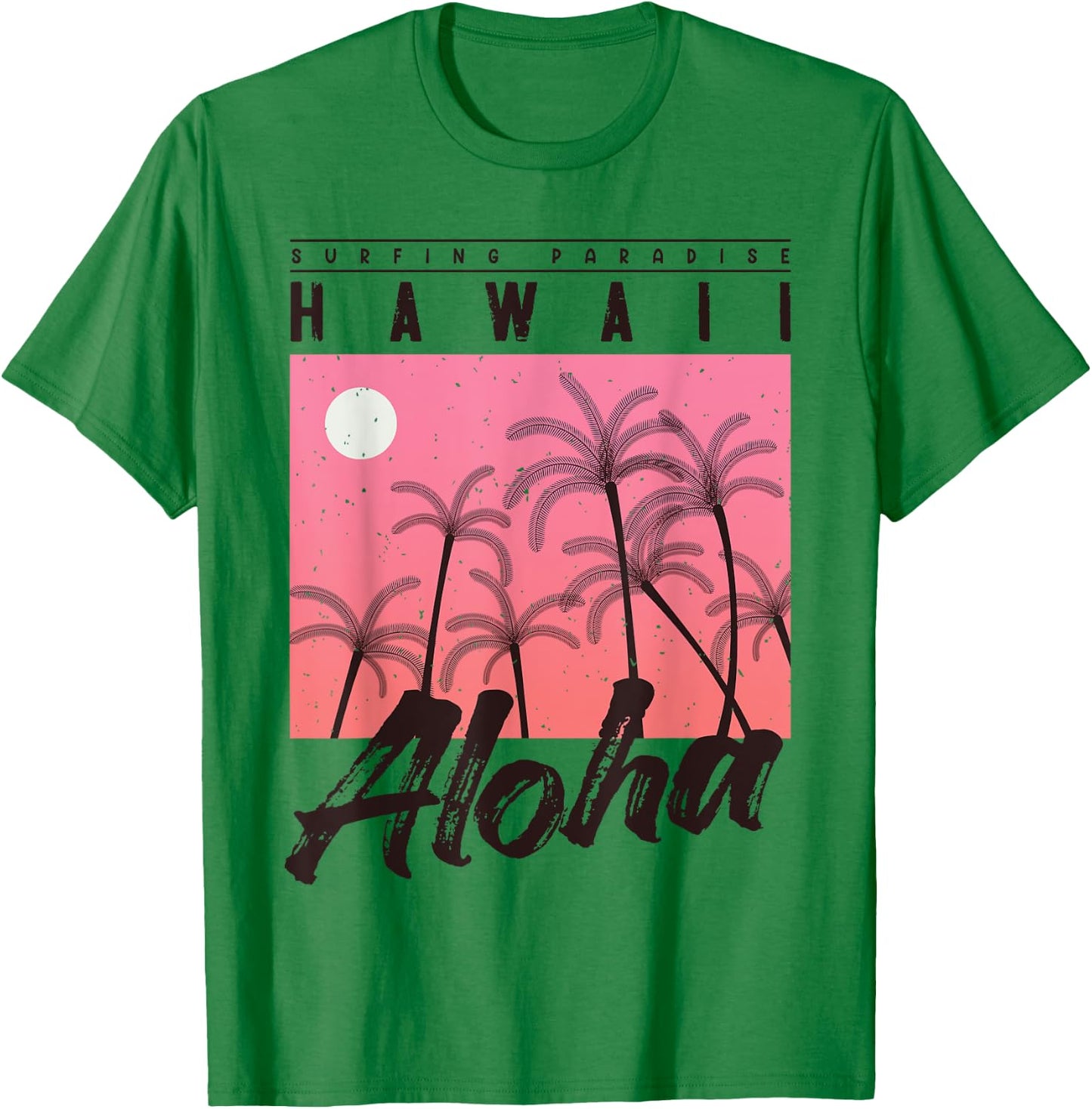 Aloha Hawaii Palm Tree retro sunset beach girls boys T-Shirt - T-Shirt | Irish Green