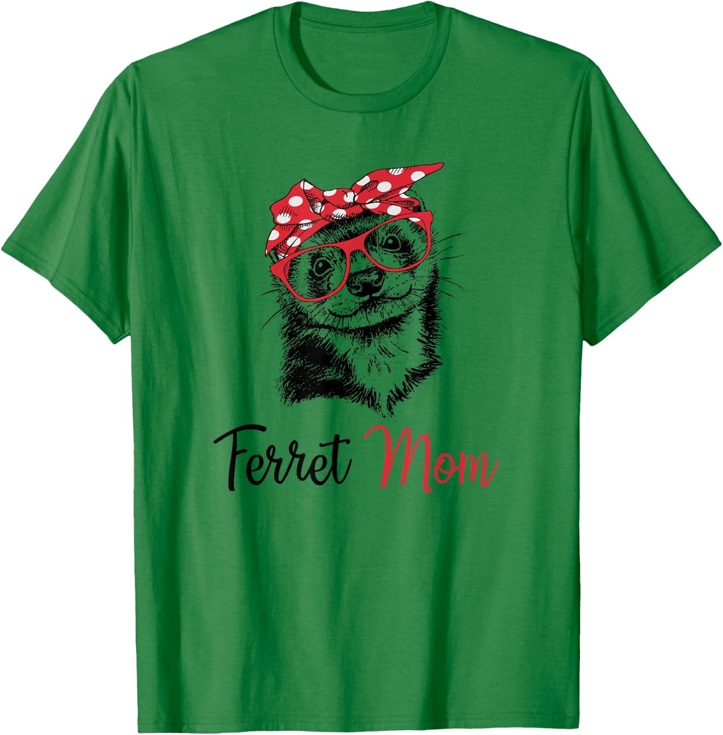 Funny Girls Glasses Bandana Mom Ferret Lover T-Shirt - T-Shirt | Irish Green