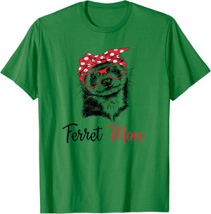 Funny Girls Glasses Bandana Mom Ferret Lover T-Shirt - T-Shirt | Irish Green