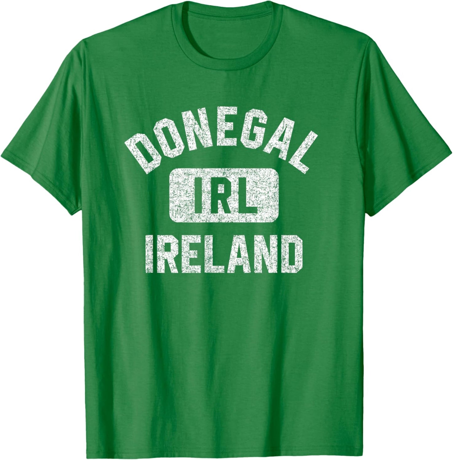 Donegal Ireland IRL Gym Style Green w Distressed White Print T-Shirt - T-Shirt | Irish Green