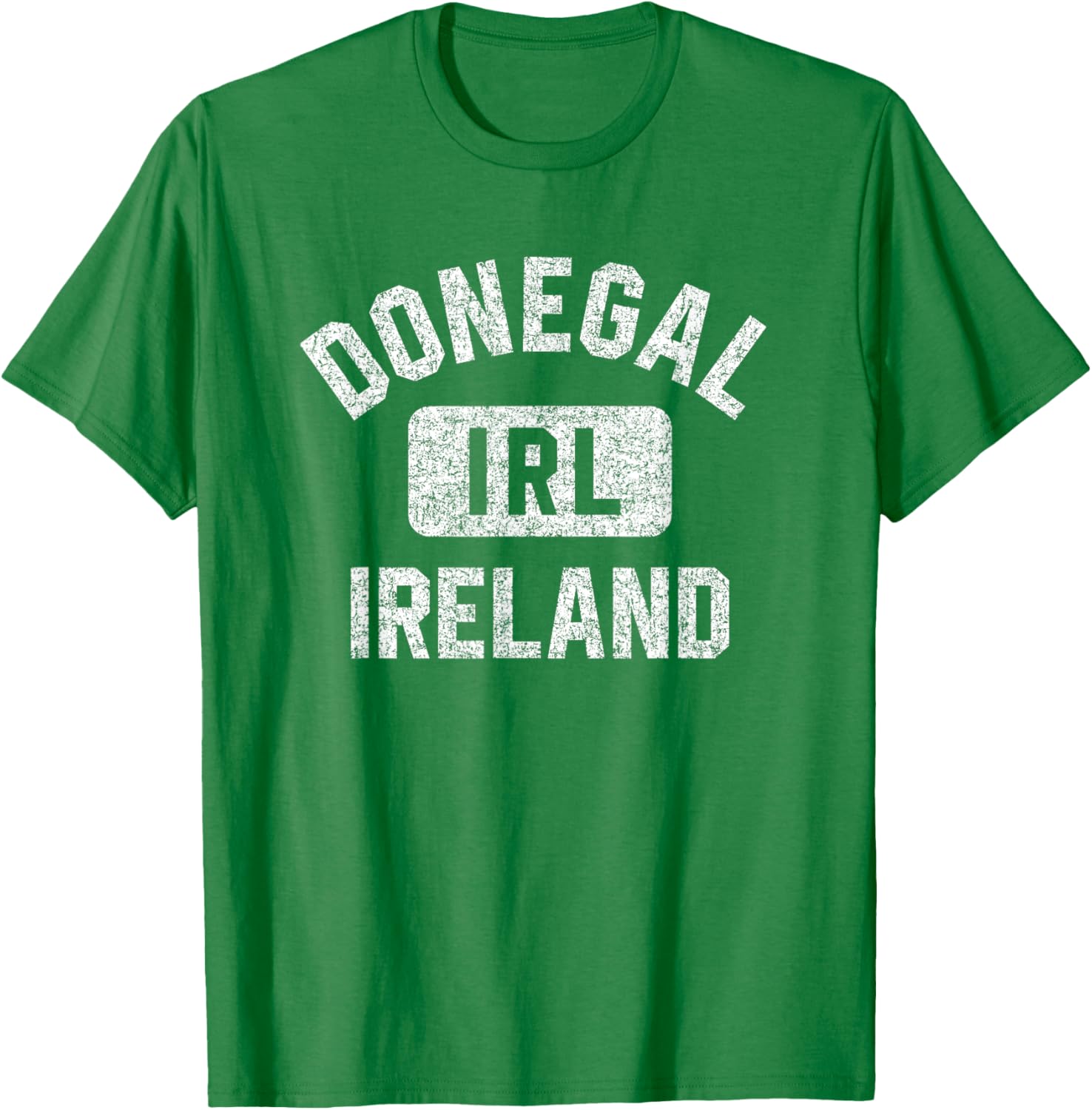 Donegal Ireland IRL Gym Style Green w Distressed White Print T-Shirt - T-Shirt | Irish Green