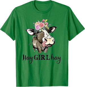 Cow Hay Girl Hay Funny Cow Lovers Heifer Gifts T-Shirt - T-Shirt | Irish Green