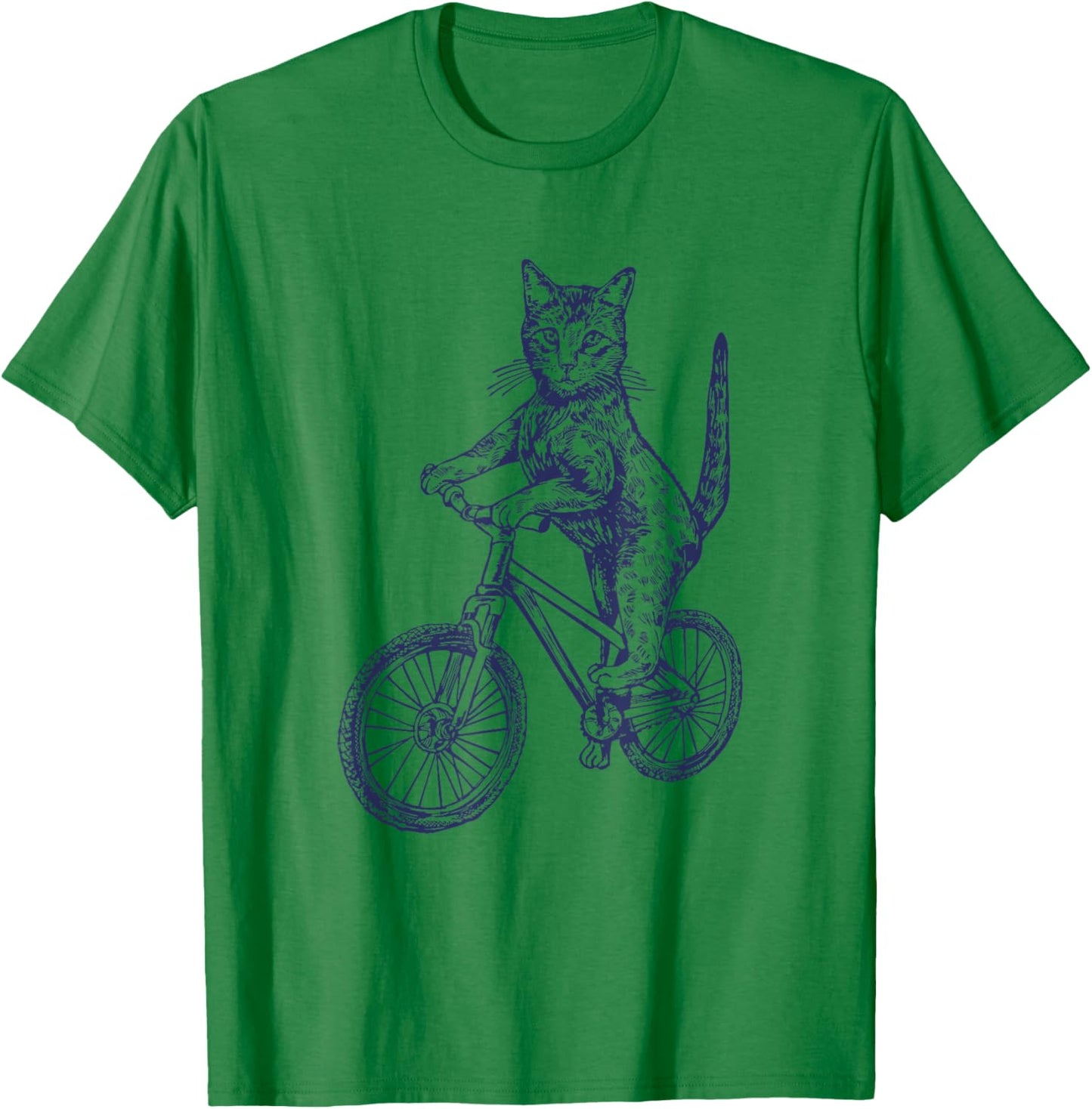 Cat Cycling Bicycle Funny Biker Cute Animal Biking Bike T-Shirt - T-Shirt | Irish Green