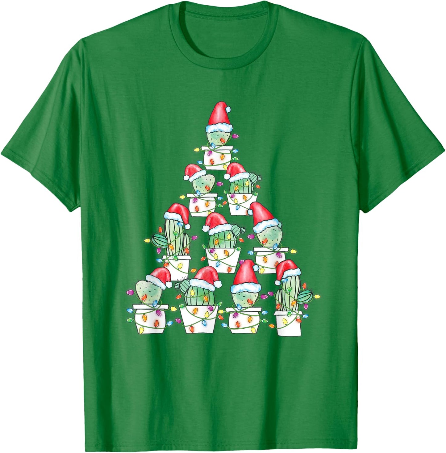 Christmas Cactus Xmas Tree Lights Succulent Cactus T-Shirt - T-Shirt | Irish Green