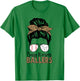 Busy Raising Ballers Volleyball And Baseball Mom Messy Bun T-Shirt - T-Shirt | Irish Green