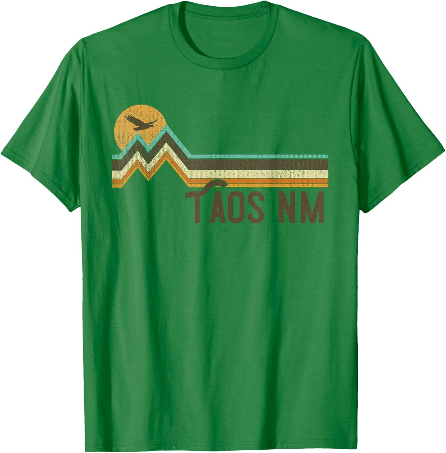 Taos New Mexico 70s 80s Retro Style Vintage Distressed Gift T-Shirt - T-Shirt | Irish Green