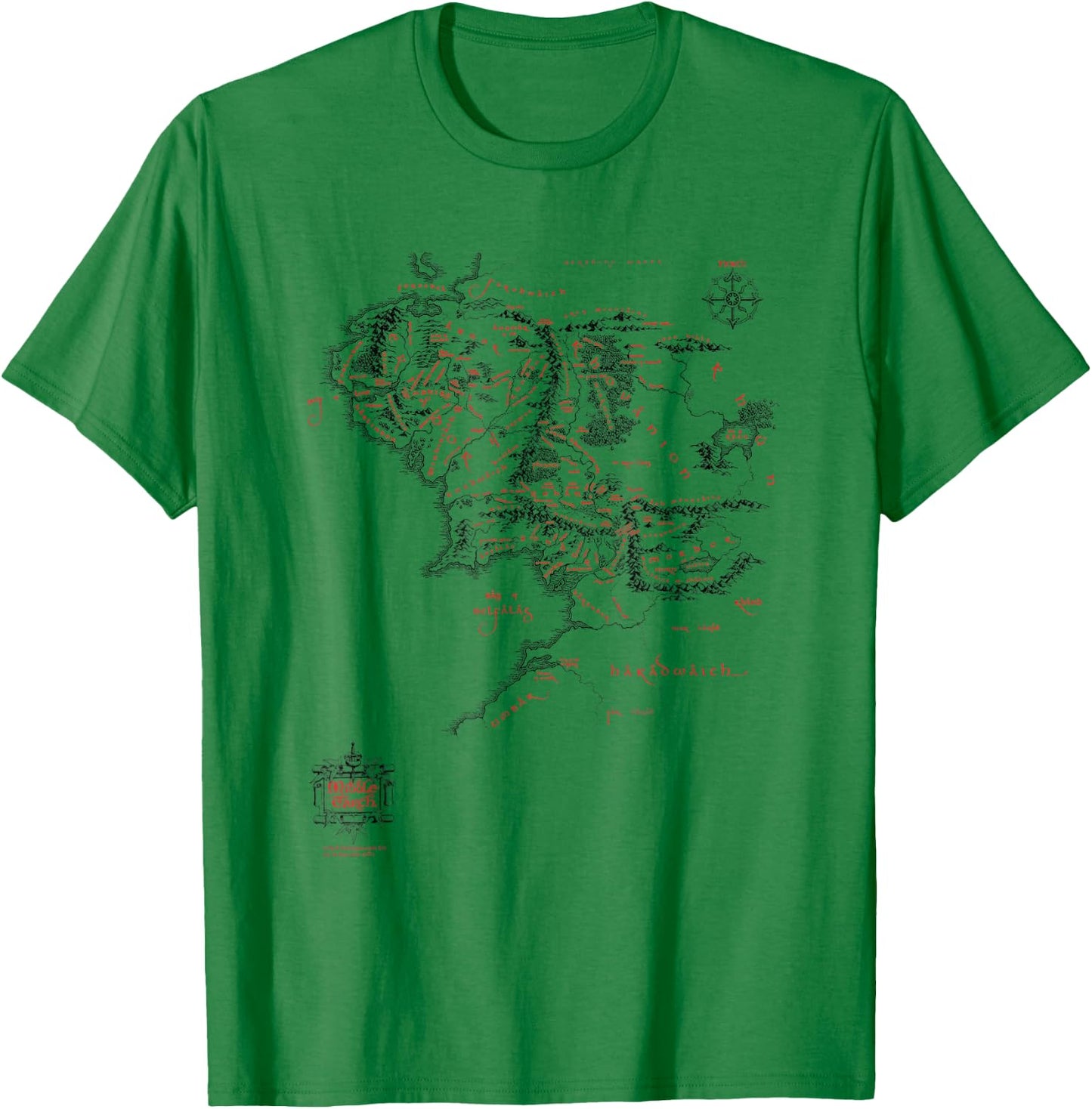 The Lord of The Rings Middle Earth Map Fantasy Movie T-Shirt - T-Shirt | Irish Green