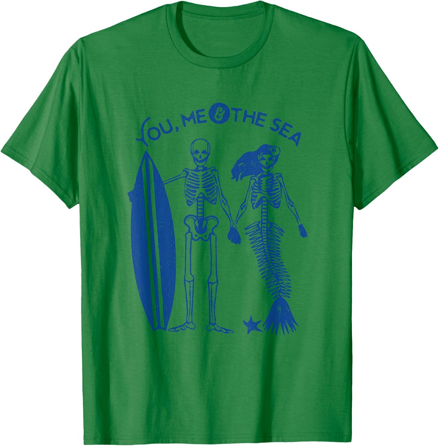 Mermaid Skeleton Island Surf Skull Shirt T-Shirt - T-Shirt | Irish Green