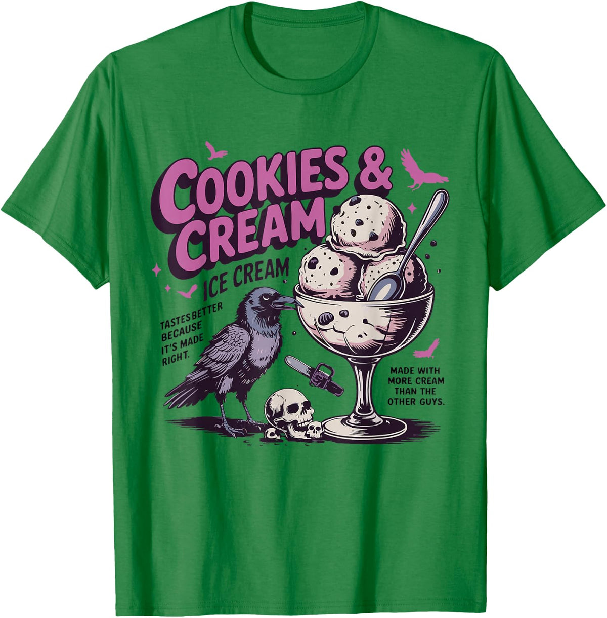 Cookie & Cream Ice Cream Butcher and Blackbird Book Lover T-Shirt - T-Shirt | Irish Green