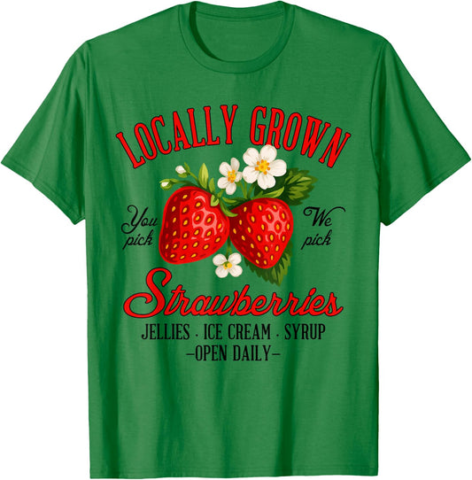 Strawberry Lover Farmers Market Locally A Grown Strawberries T-Shirt - T-Shirt | Irish Green