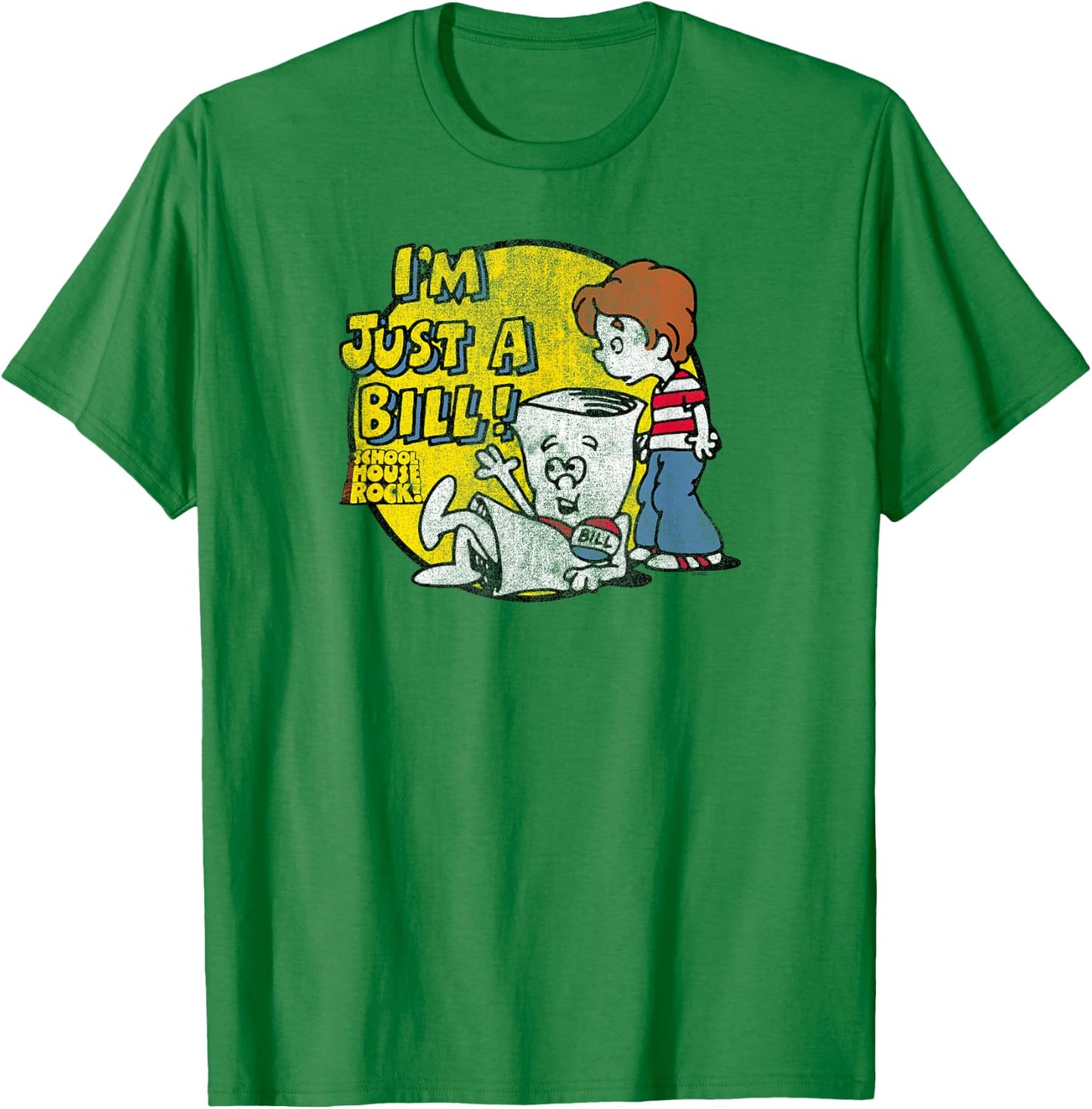 Schoolhouse Rock I’m Just a Bill Round Logo Retro TV Show T-Shirt - T-Shirt | Irish Green