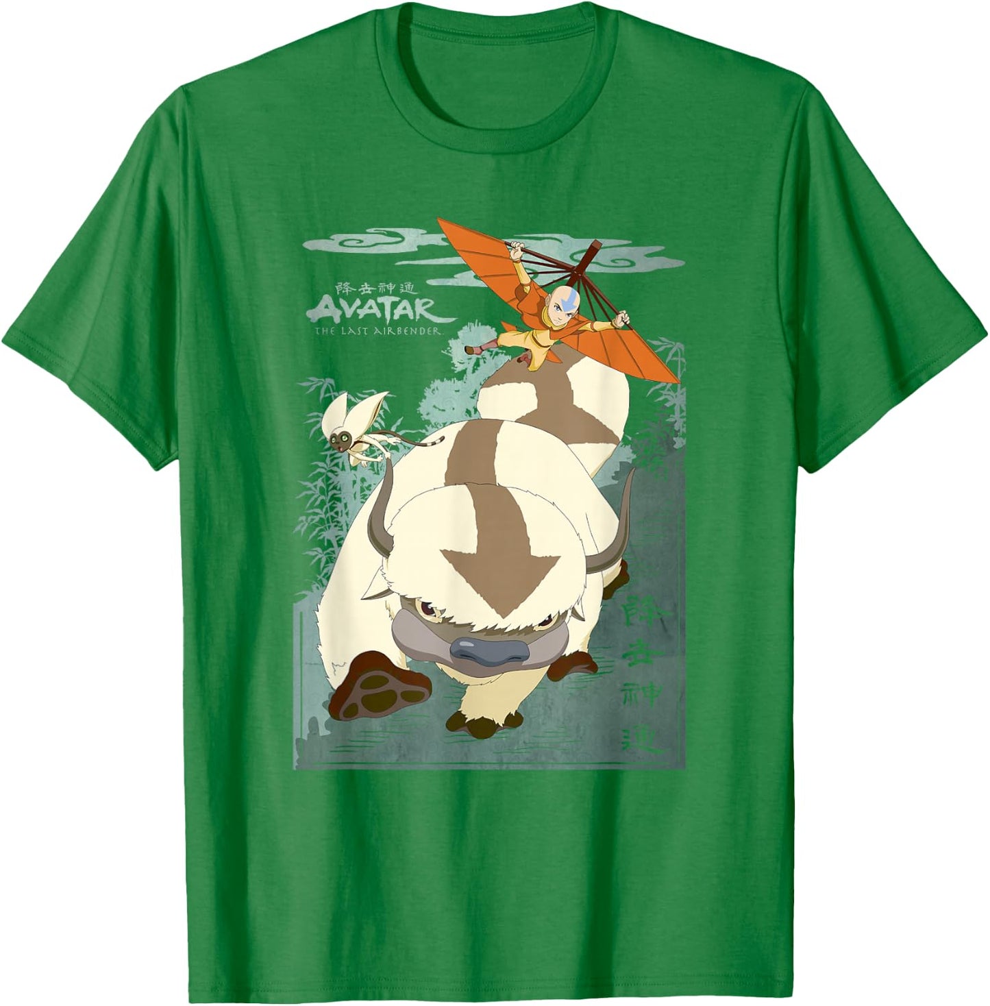 Avatar: The Last Airbender Appa Momo & Aang in Flight Small T-Shirt - T-Shirt | Irish Green