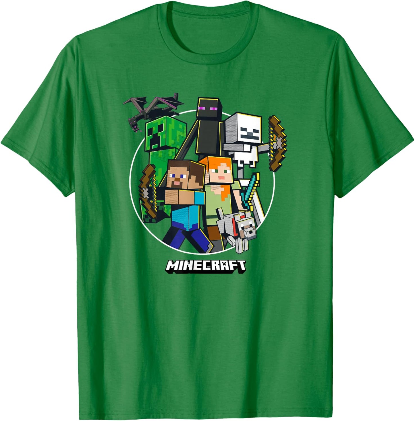 Minecraft Character Group Circle Logo T-Shirt - T-Shirt | Irish Green