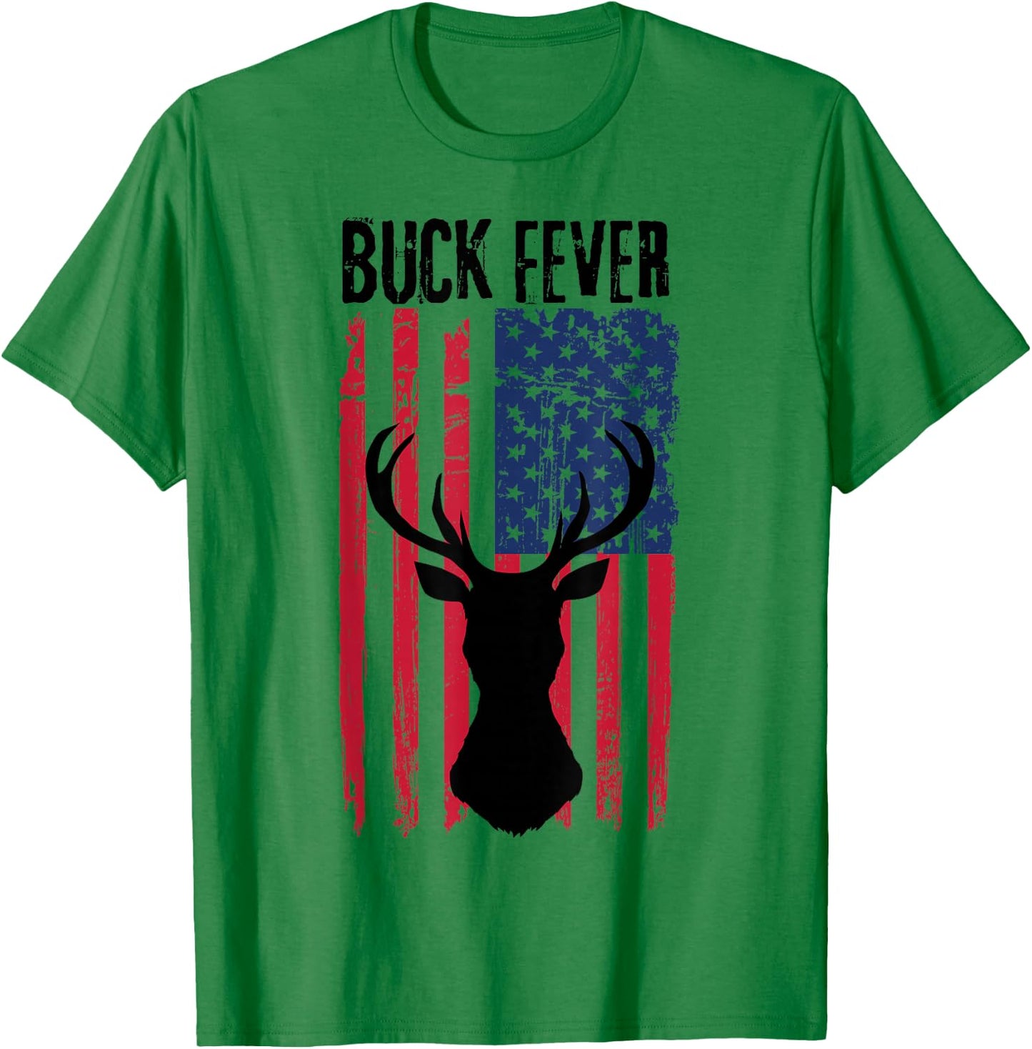 Deer American Flag Patriotic Buck Fever Hunting Hunters Hunt T-Shirt - T-Shirt | Irish Green