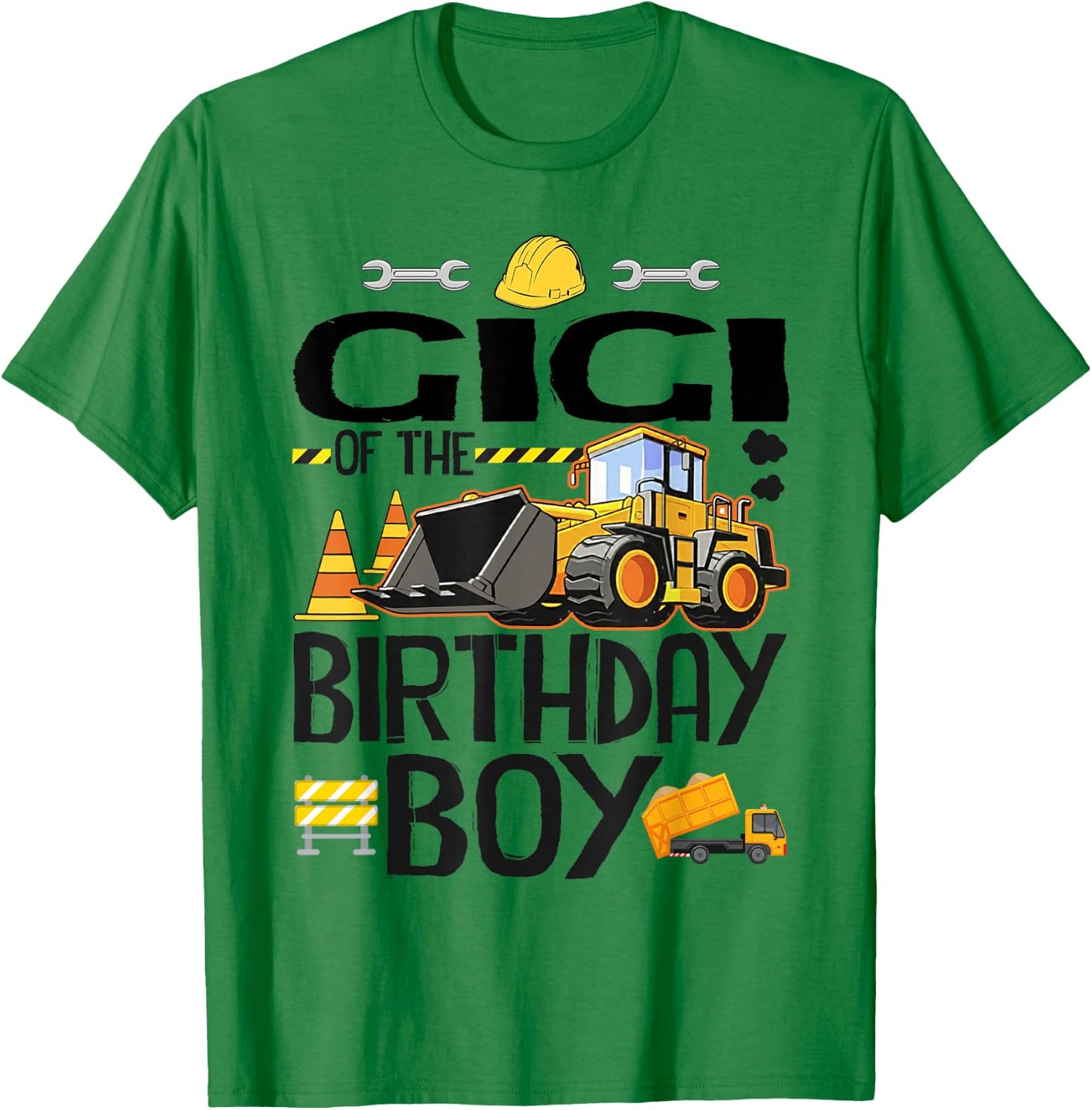 Gigi of The Birthday Boy Construction Excavator Family T-Shirt - T-Shirt | Irish Green