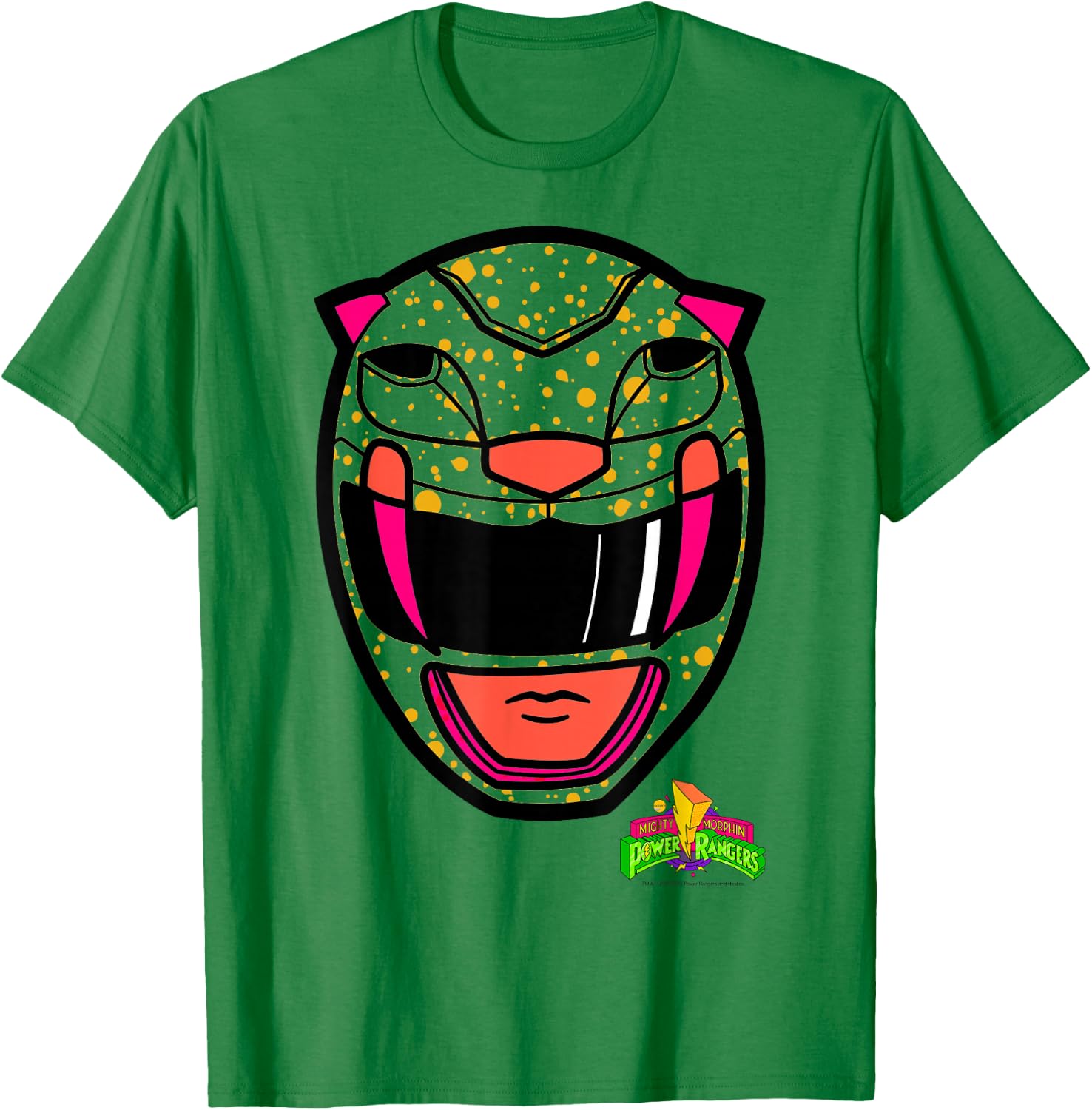 Power Rangers Yellow Ranger Retro Print Big Face T-Shirt - T-Shirt | Irish Green