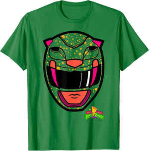 Power Rangers Yellow Ranger Retro Print Big Face T-Shirt - T-Shirt | Irish Green