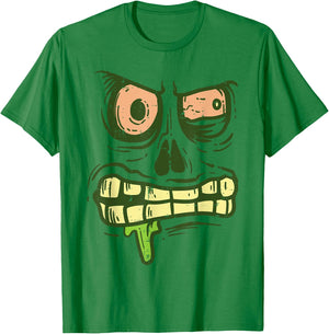 Green Zombie Monster Face Scary Spooky Halloween Boys Kids T-Shirt - T-Shirt | Irish Green