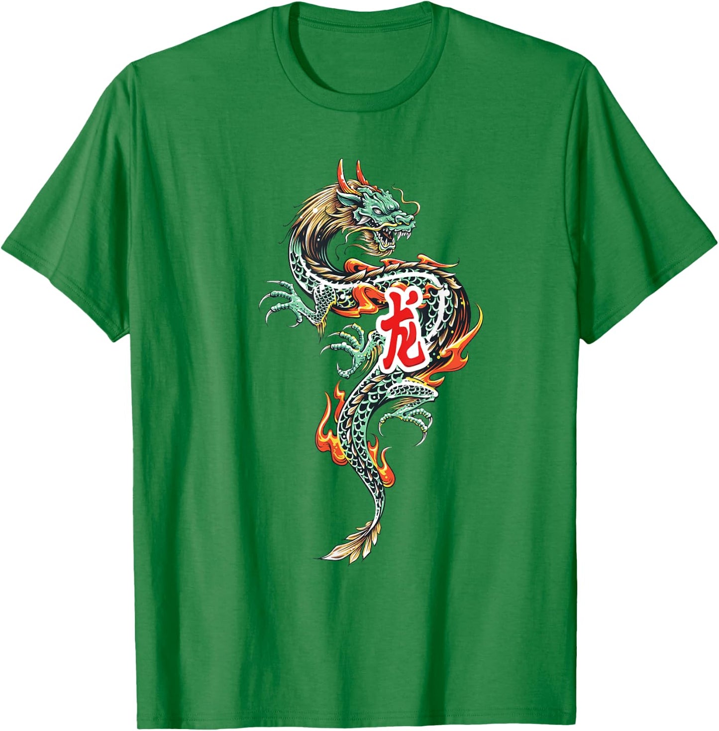 Tokyo Dragon Asian Neon retro 80’s Japanese Dragon Hawaiian T-Shirt - T-Shirt | Irish Green