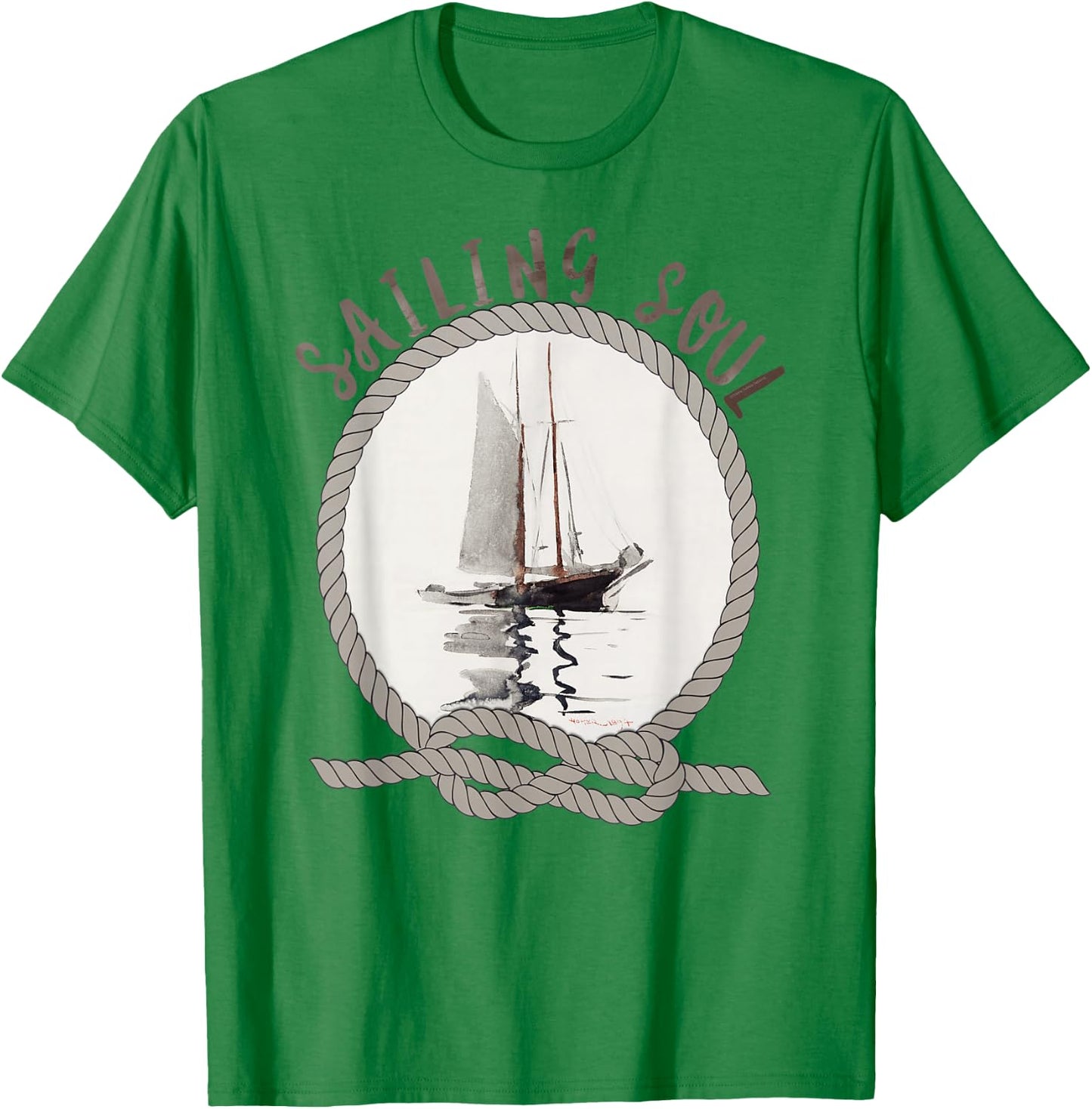 "Sailing Soul" Sailboat Reflections Sailors and Sailing T-Shirt - T-Shirt | Irish Green