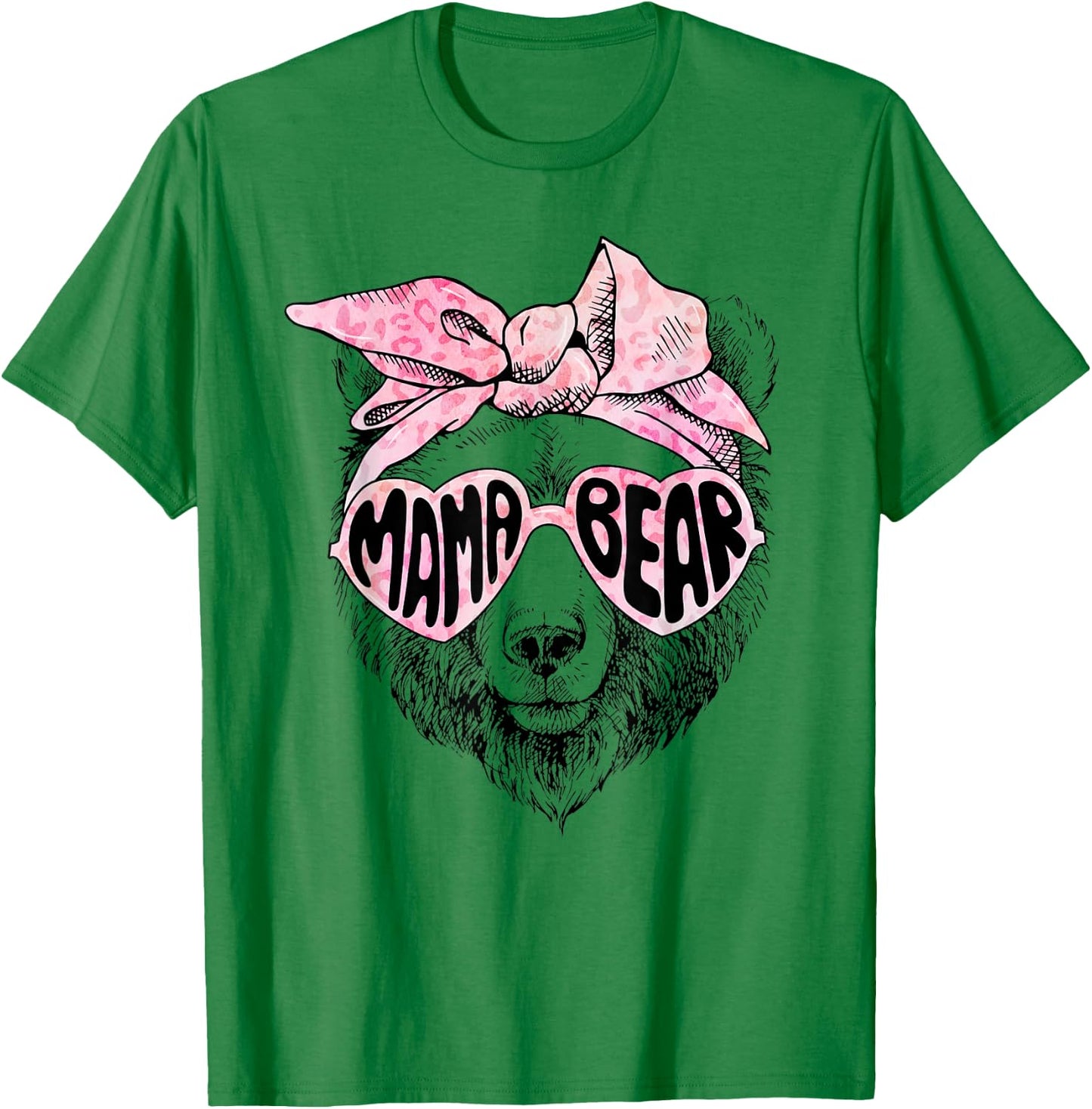 Mama Bear Face Sunglasses Grandma Mom Mommy Mother's Day T-Shirt - T-Shirt | Irish Green