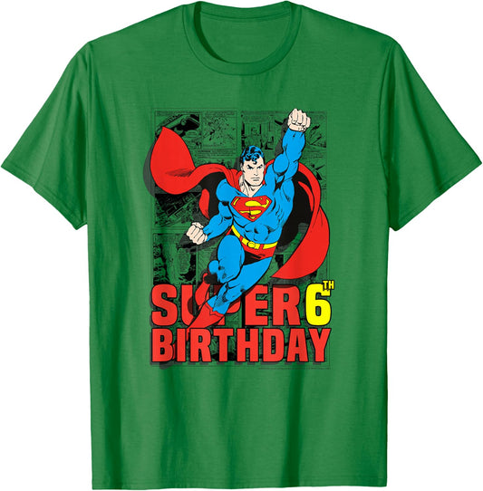 DC Comics Superman Super 6th Birthday Comic T-Shirt - T-Shirt | Irish Green