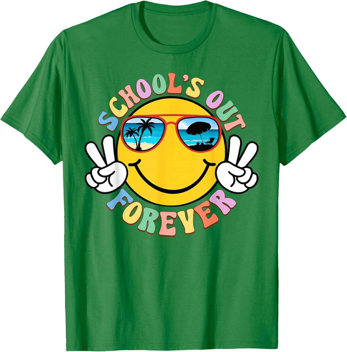Retro Groovy School's Out Forever Retired Teacher Retirement T-Shirt - T-Shirt | Irish Green