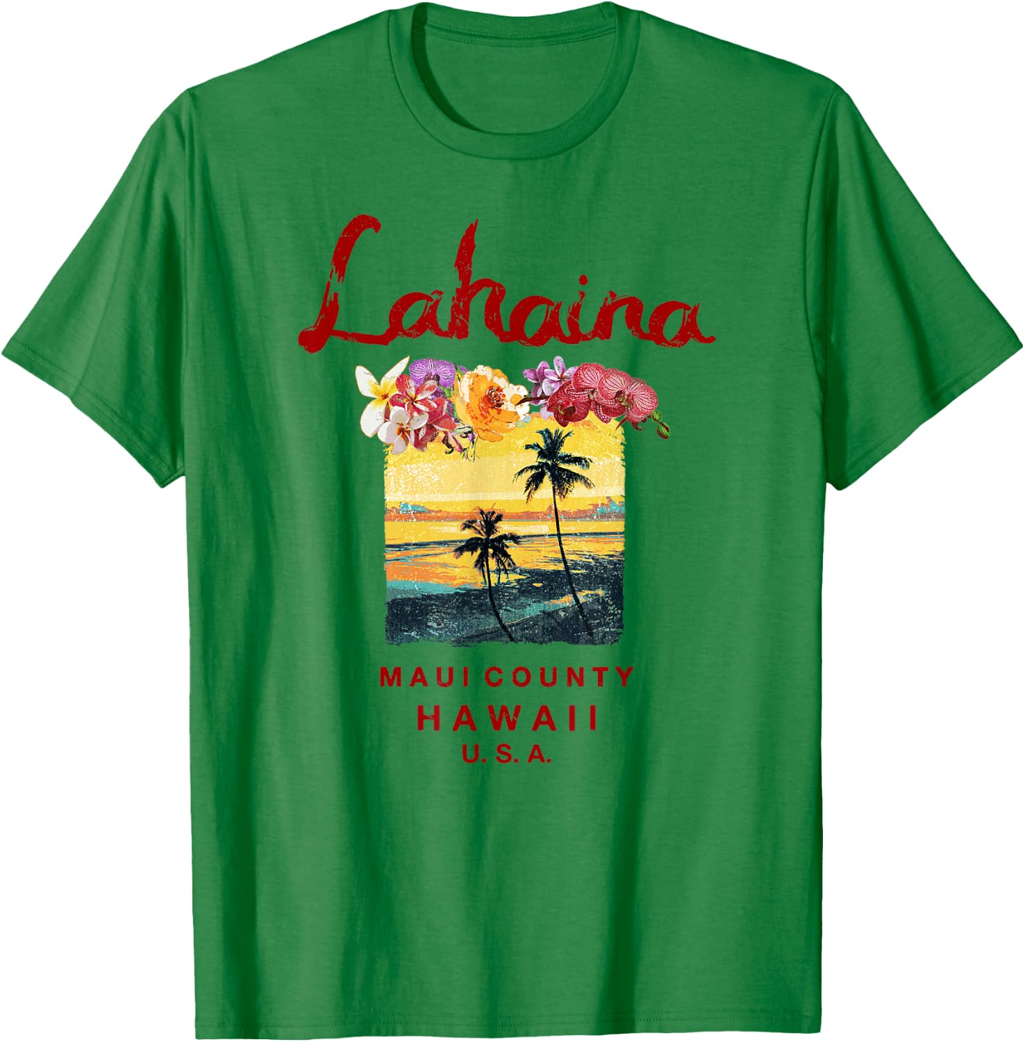 Hawaii Lahaina Maui Vintage Hawaiian T-Shirt - T-Shirt | Irish Green